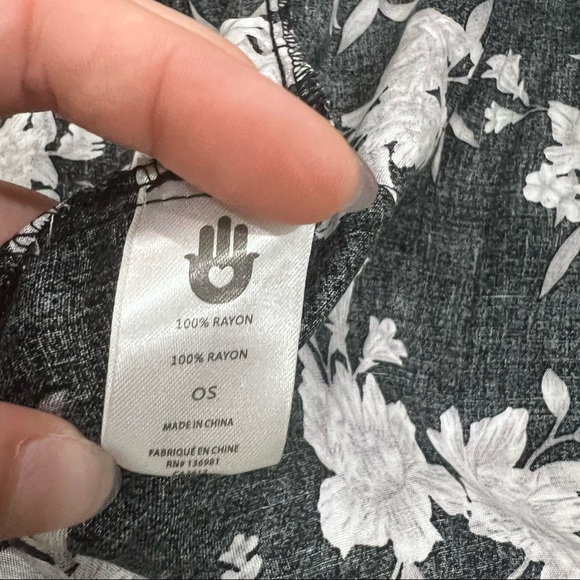 SPIRITUAL GANGSTER Kimono Womens OS Black Floral Open Tie Front Cover Up Boho - Picture 7 of 12